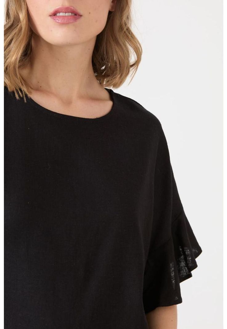 Blusa con lino negra PRIVILEGE 1505-1