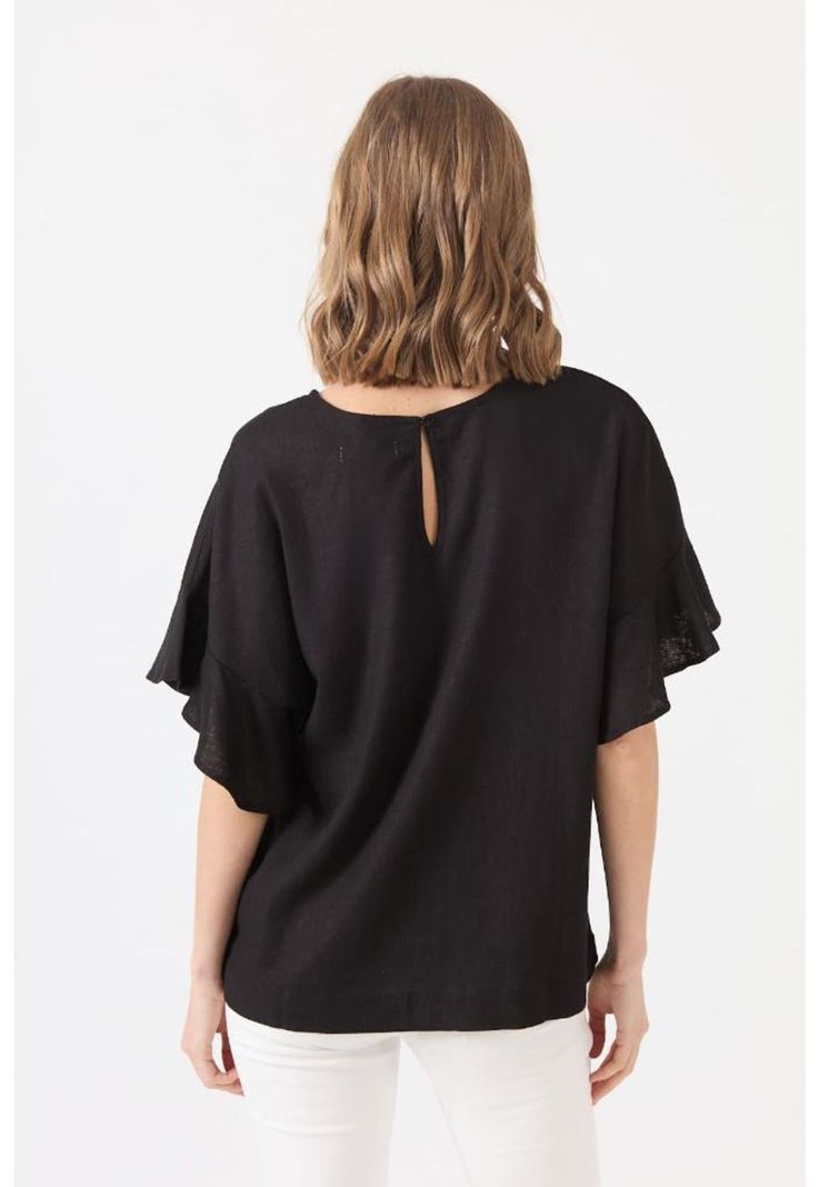 Blusa con lino negra PRIVILEGE 1505-2
