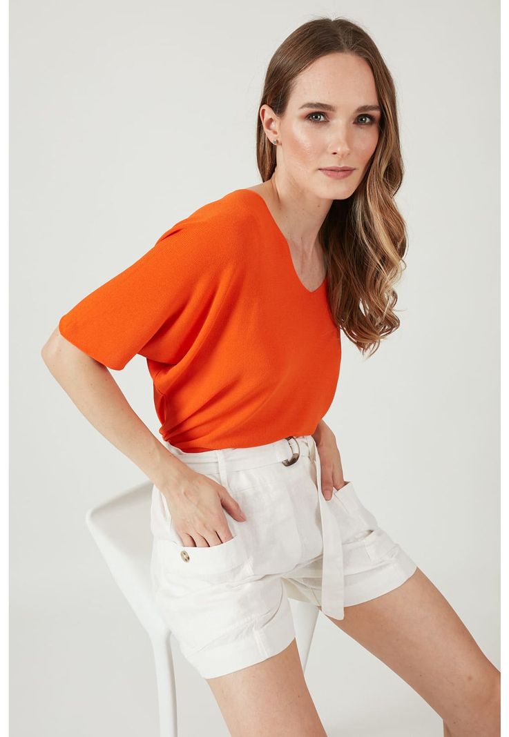Short vestir de lino regular blanco-0