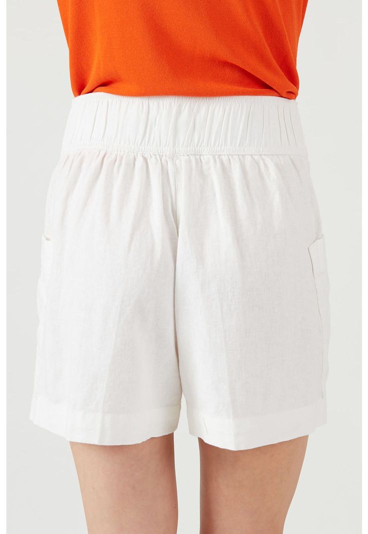 Short vestir de lino regular blanco-1