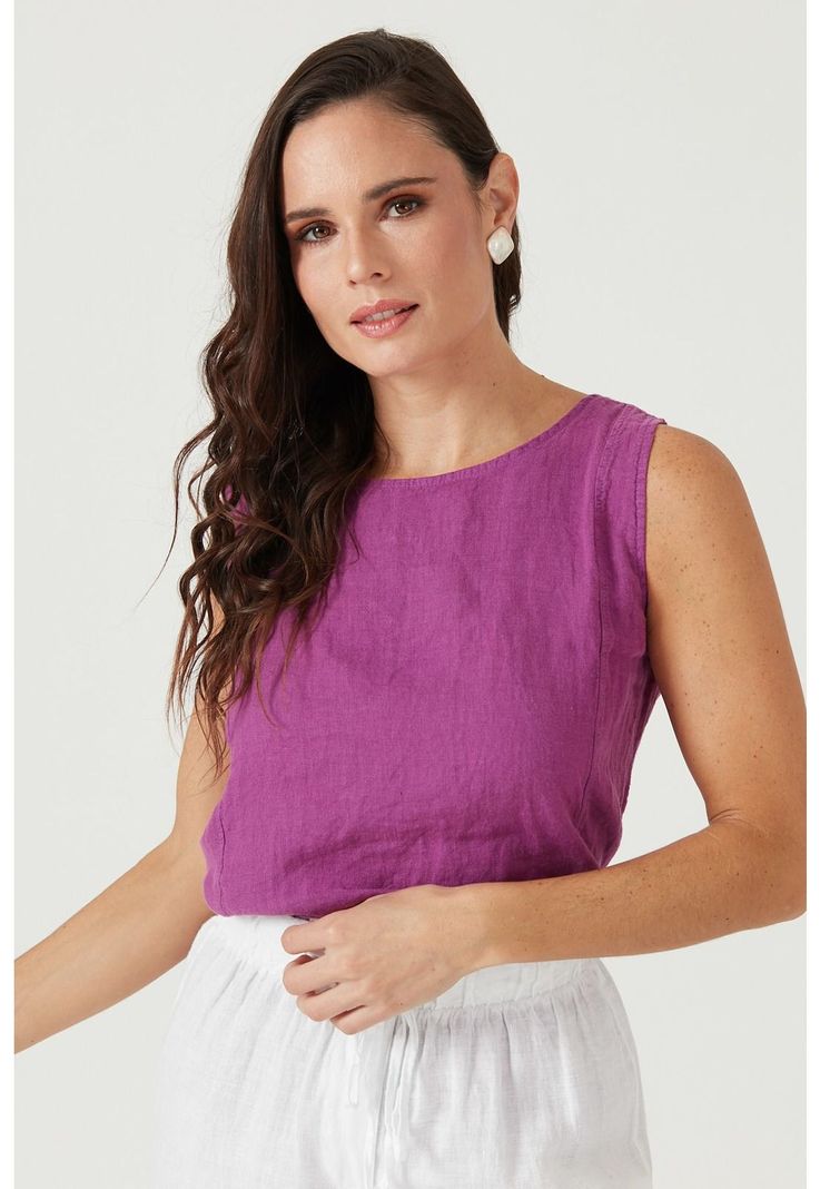Blusa de lino fucsia-2