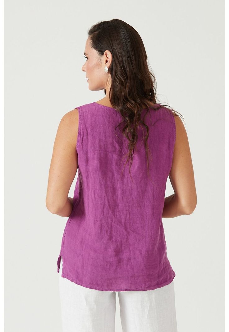 Blusa de lino fucsia-4