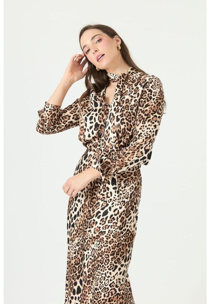 Blusa cafe animal print PRIVILEGE 2384-1