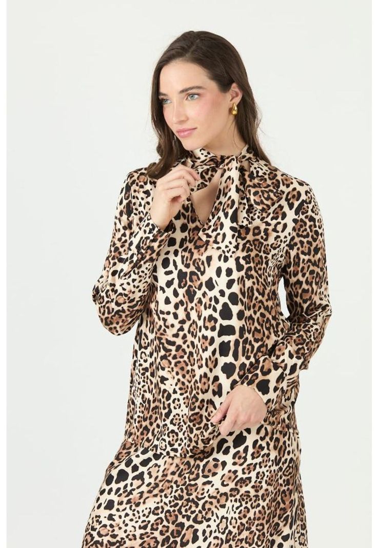 Blusa cafe animal print PRIVILEGE 2384-2