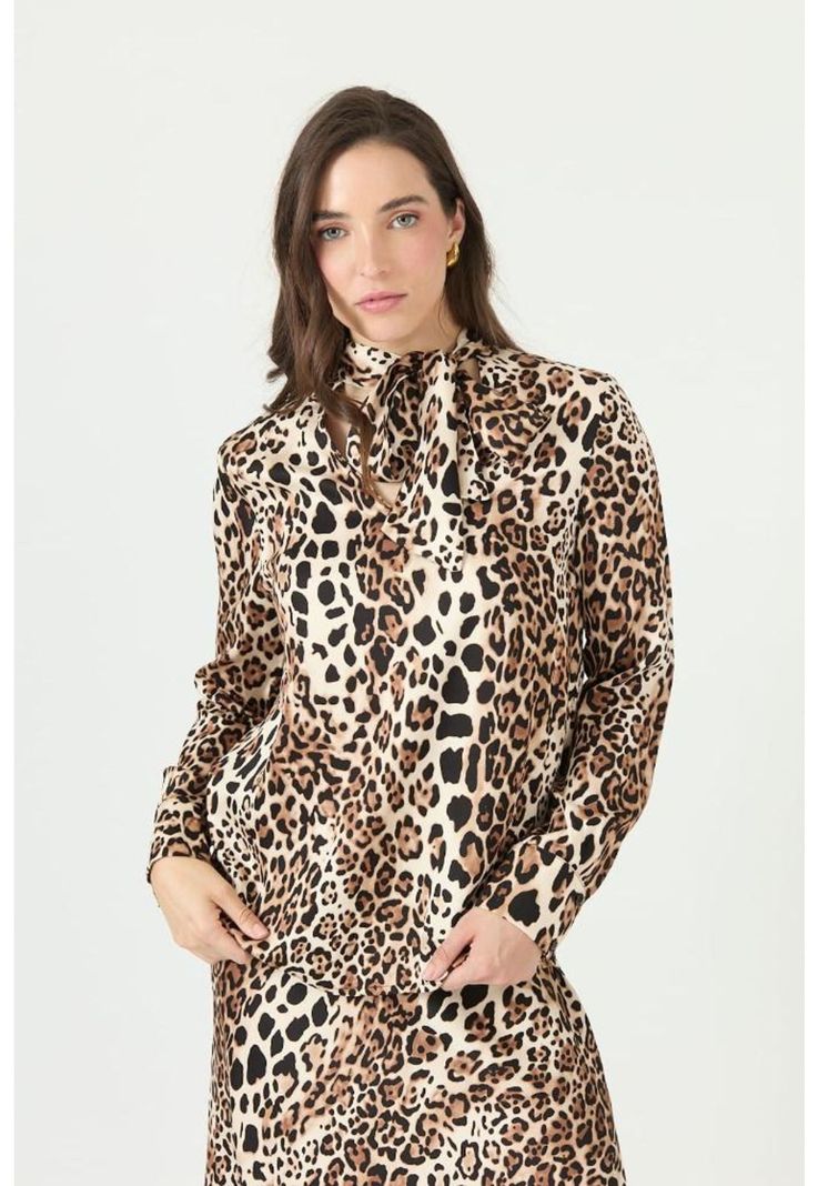 Blusa cafe animal print PRIVILEGE 2384-3