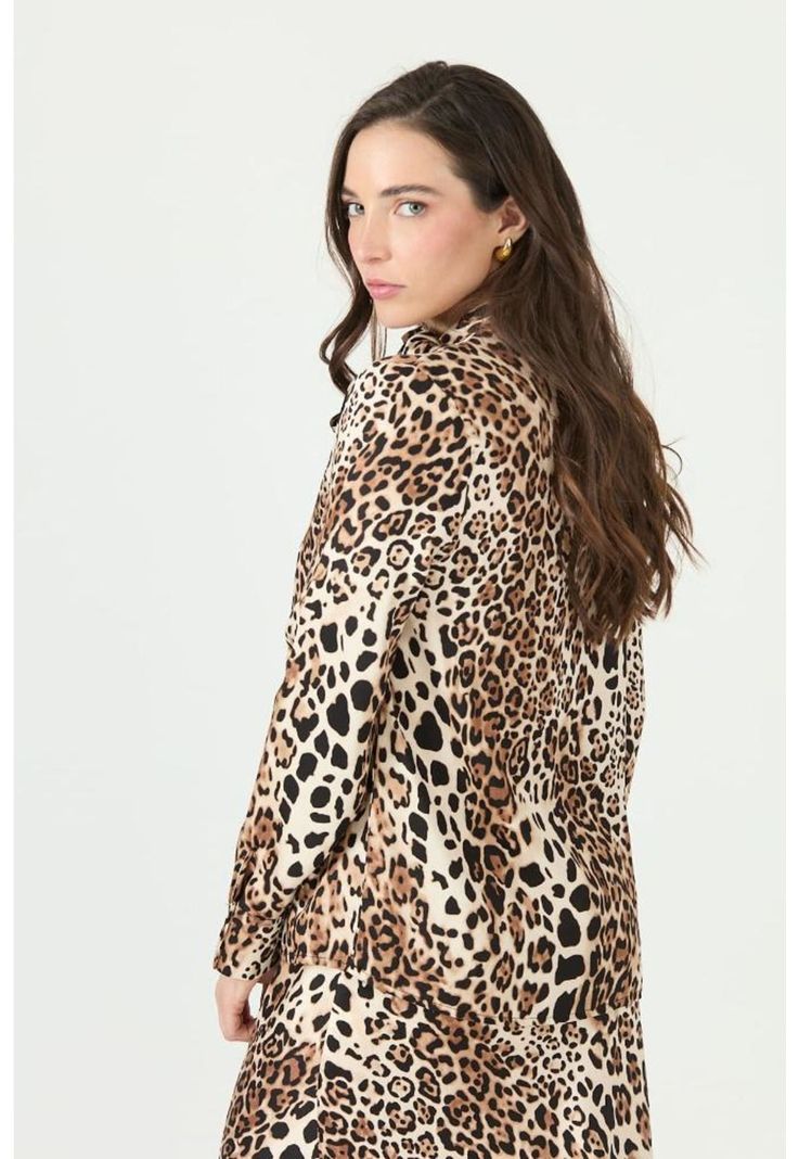 Blusa cafe animal print PRIVILEGE 2384-4