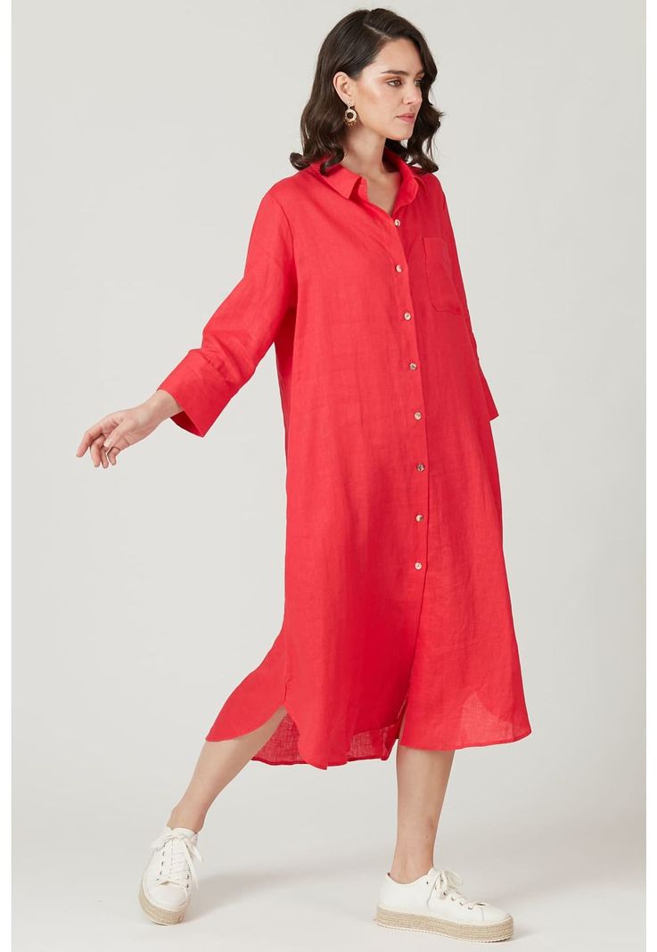 Vestido de lino rojo-2