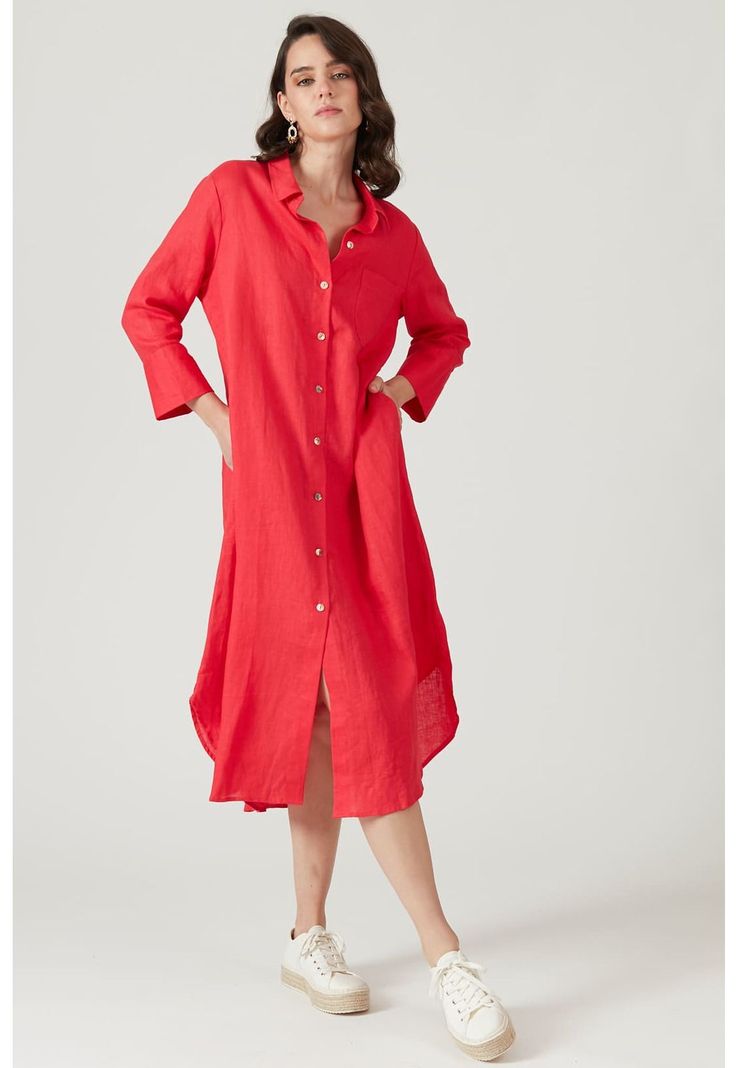 Vestido de lino rojo-3