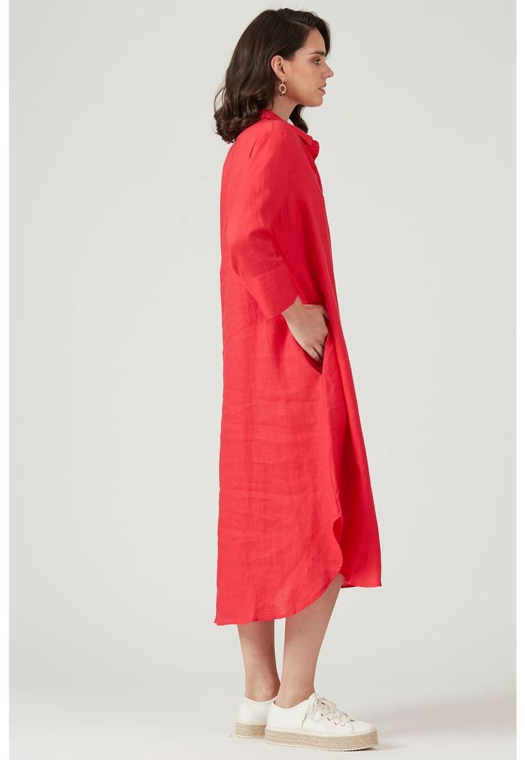 Vestido de lino rojo-5