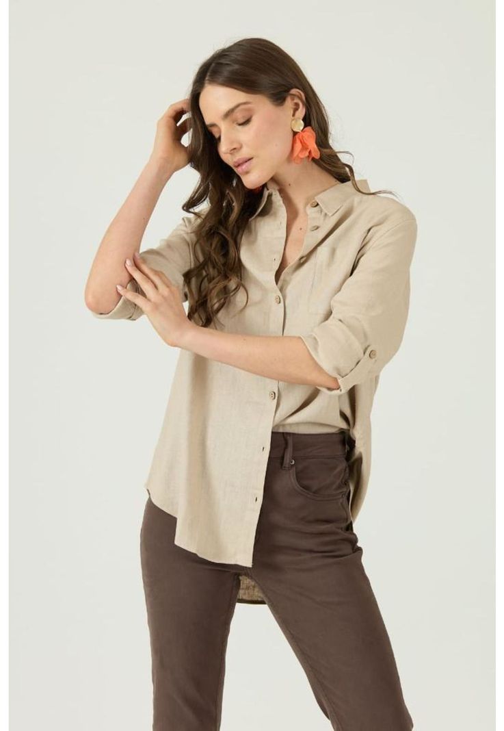 Blusa con lino beige PRIVILEGE 1566-0