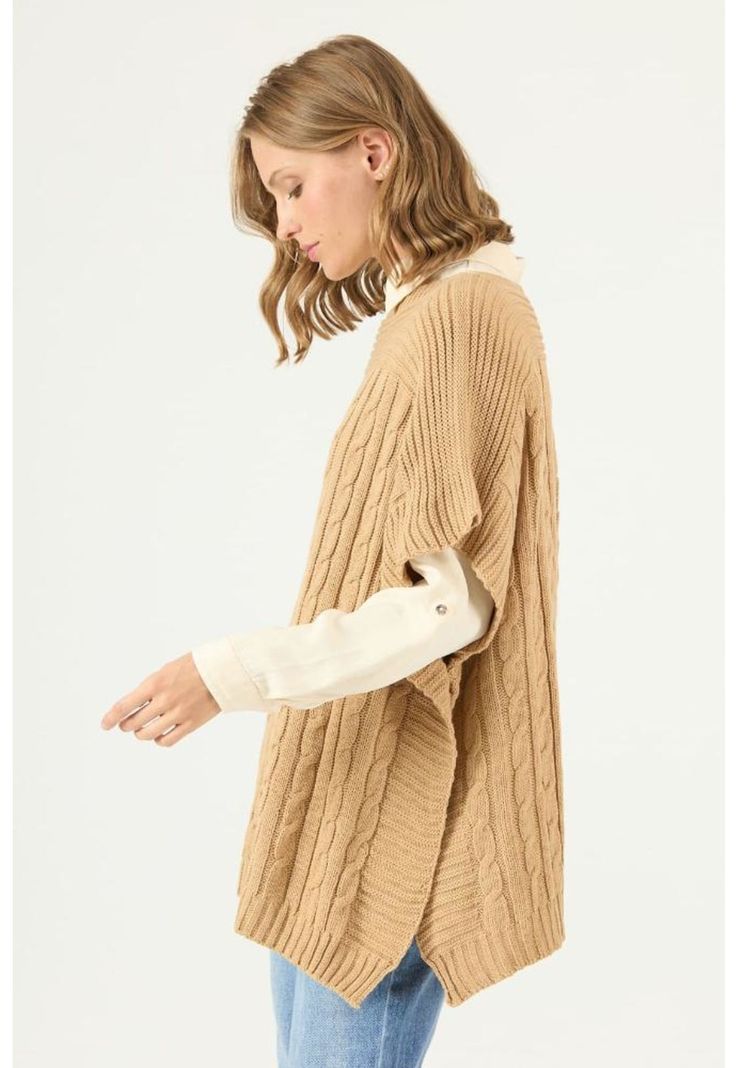 Poncho camel trenzado PRIVILEGE 2449-3