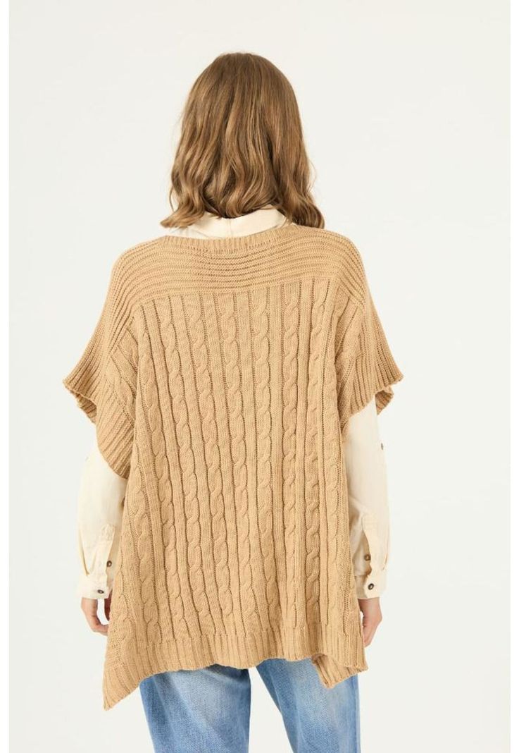 Poncho camel trenzado PRIVILEGE 2449-4