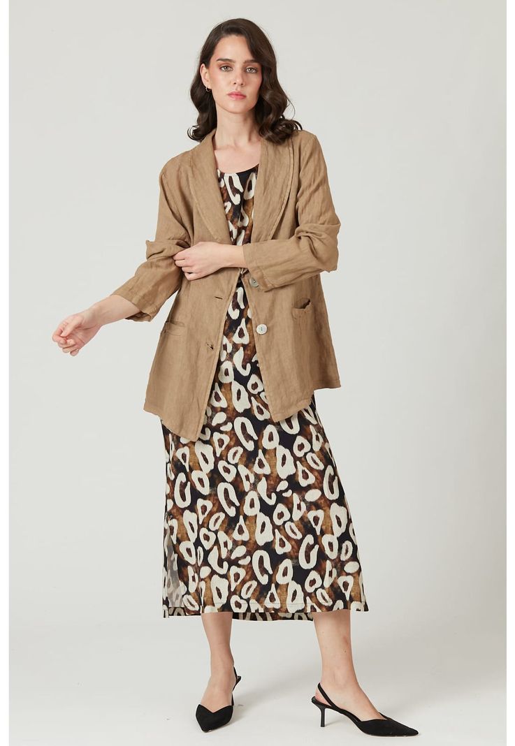 Blazer de lino beige-1