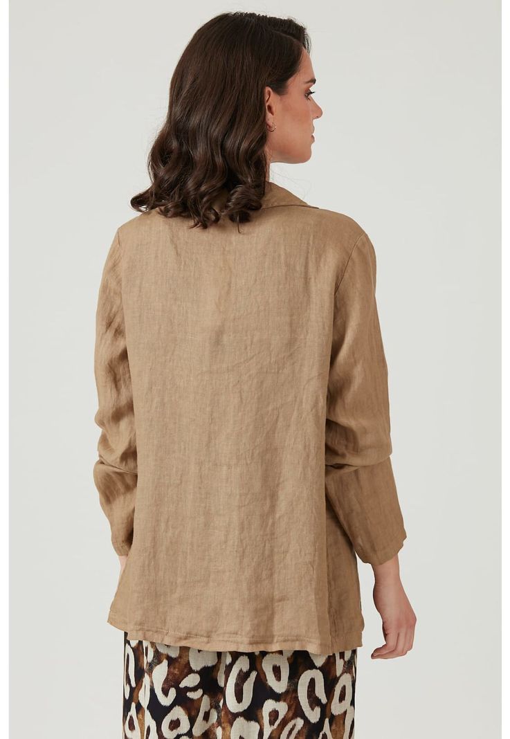 Blazer de lino beige-2