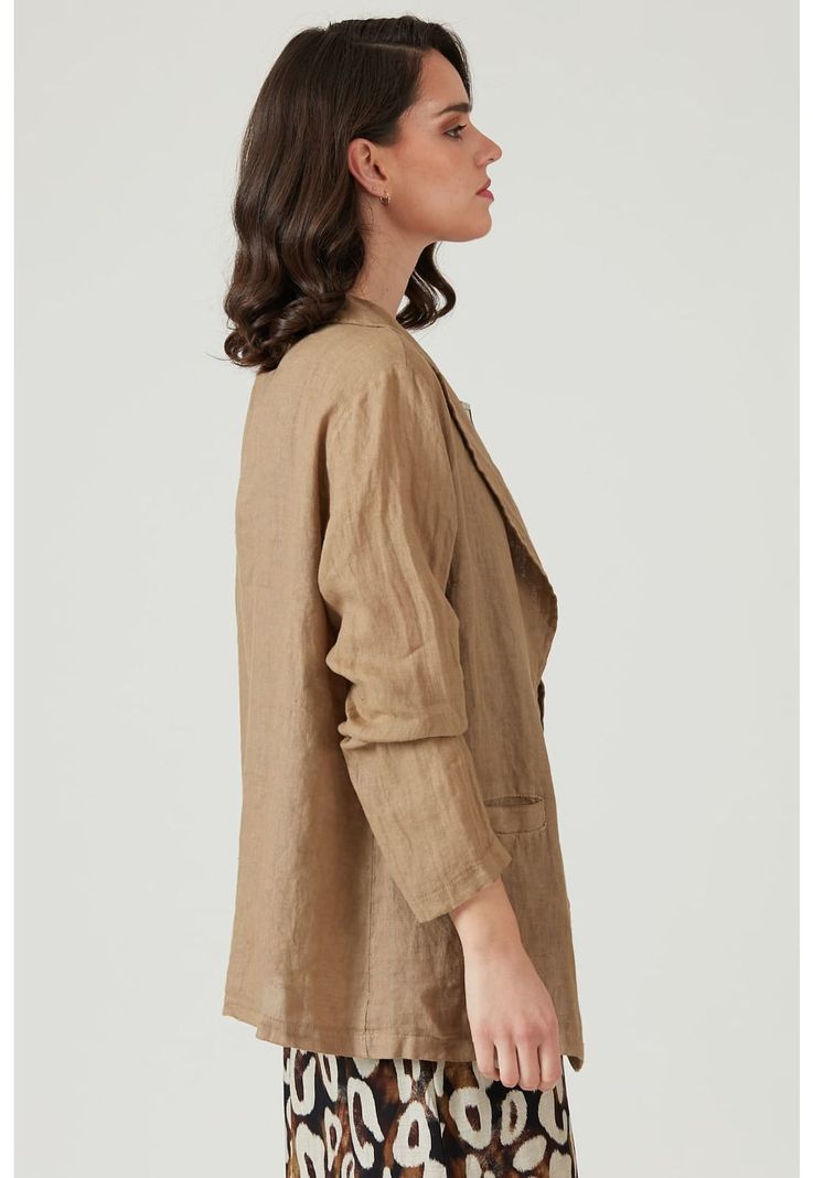 Blazer de lino beige-4