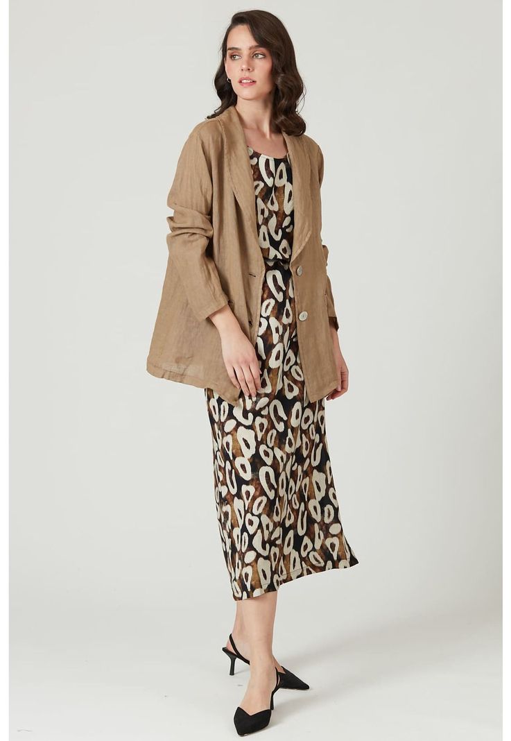Blazer de lino beige-5