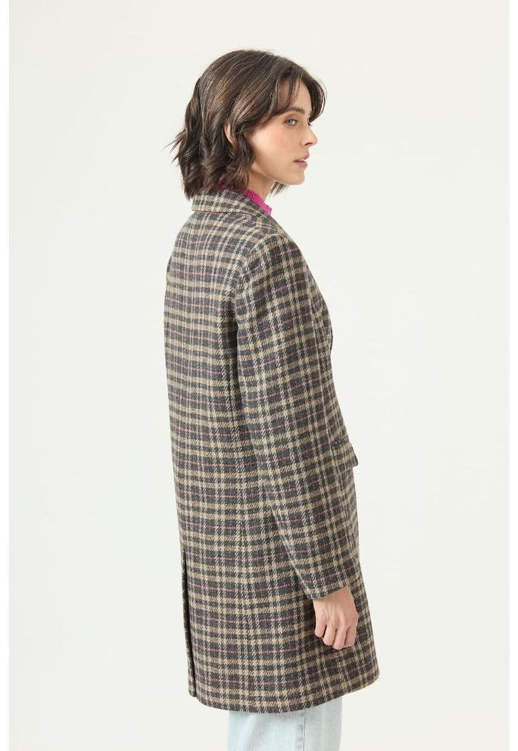 Abrigo con wool blend gris cuadros PRIVILEGE 2726-4