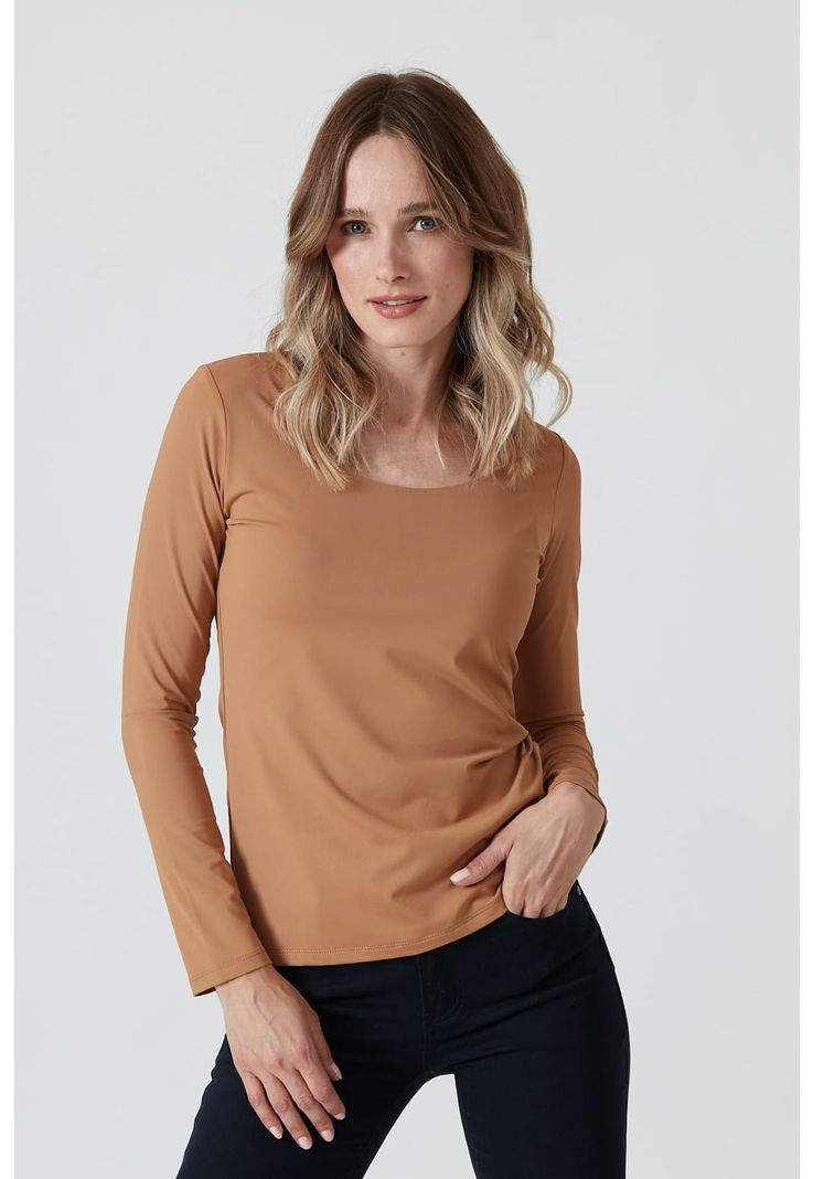 Polera poliamida caramelo-0