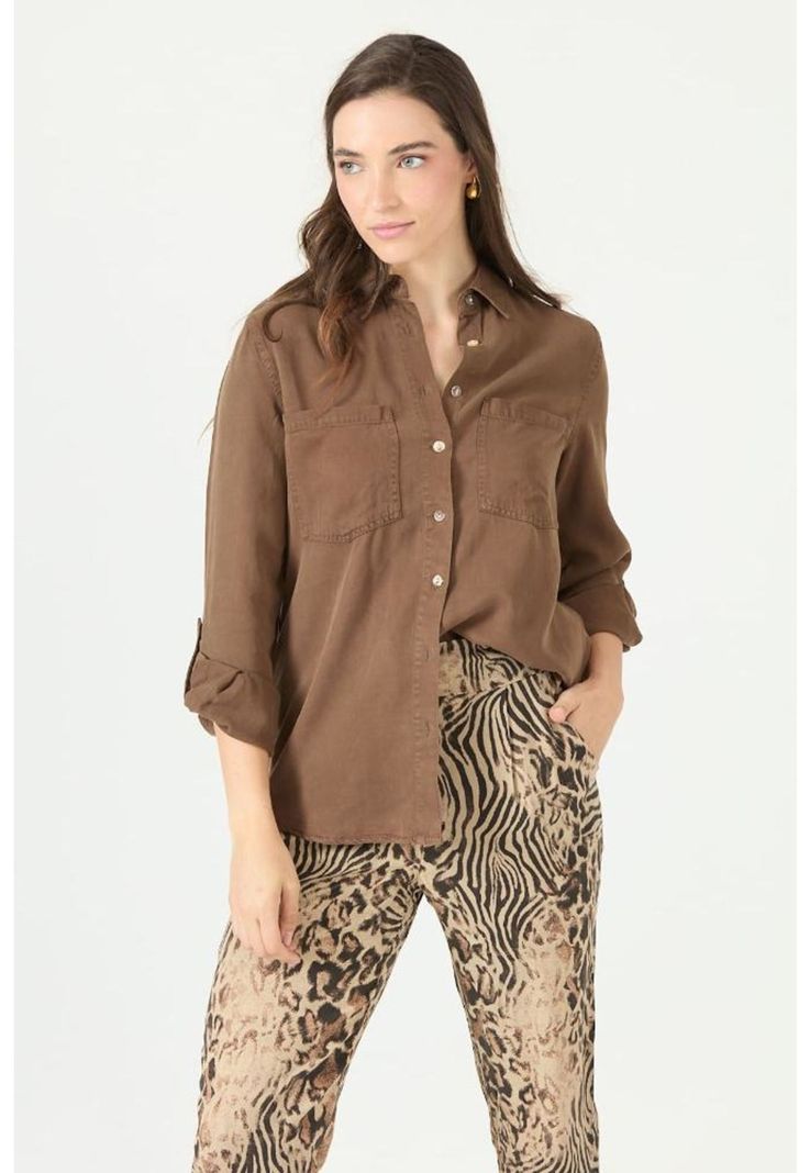 Blusa de lyocell cafe moro PRIVILEGE 2177-0