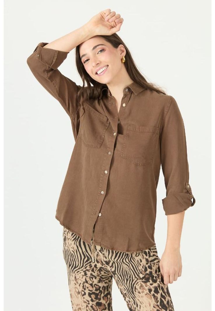 Blusa de lyocell cafe moro PRIVILEGE 2177-1