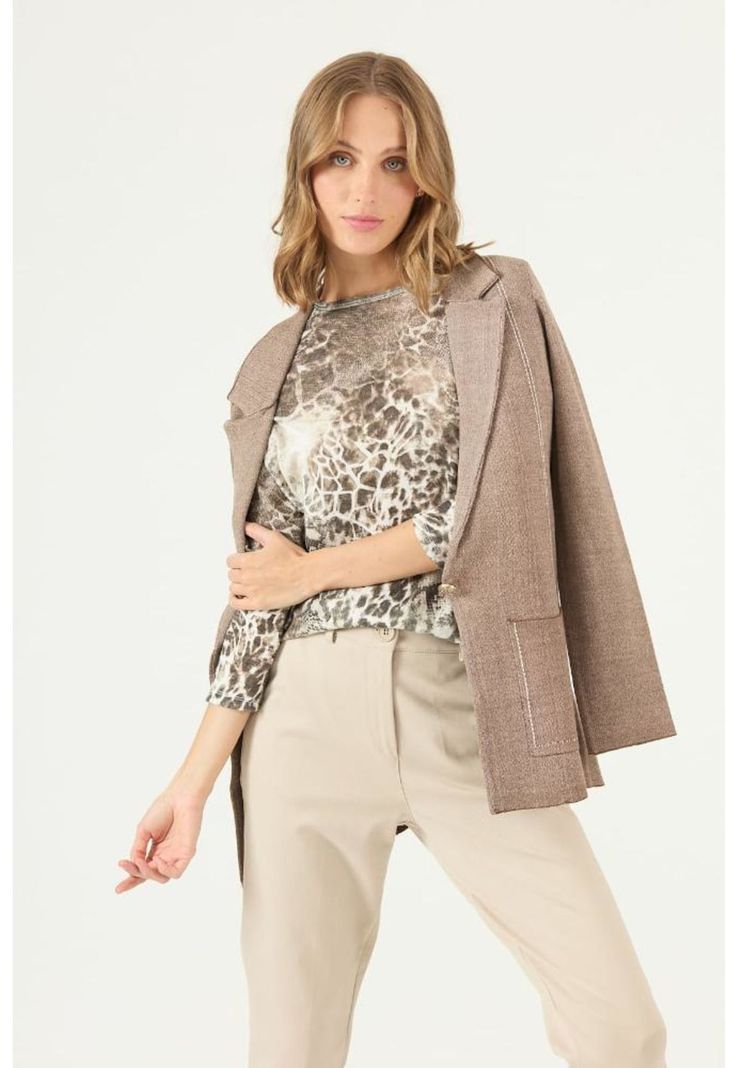 Chaqueta con lana cafe PRIVILEGE 2122-0