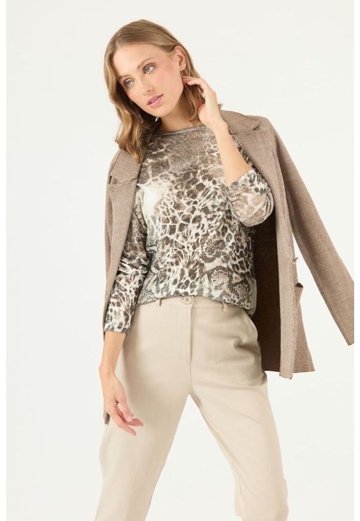 Chaqueta con lana cafe PRIVILEGE 2122-1