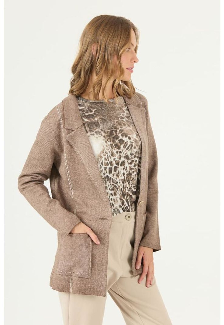 Chaqueta con lana cafe PRIVILEGE 2122-3