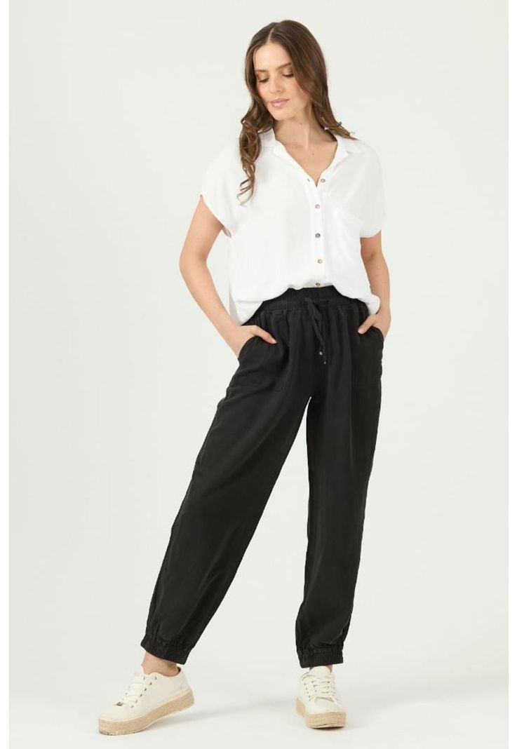 Pantalon de tencel jogger negro PRIVILEGE 1327-0