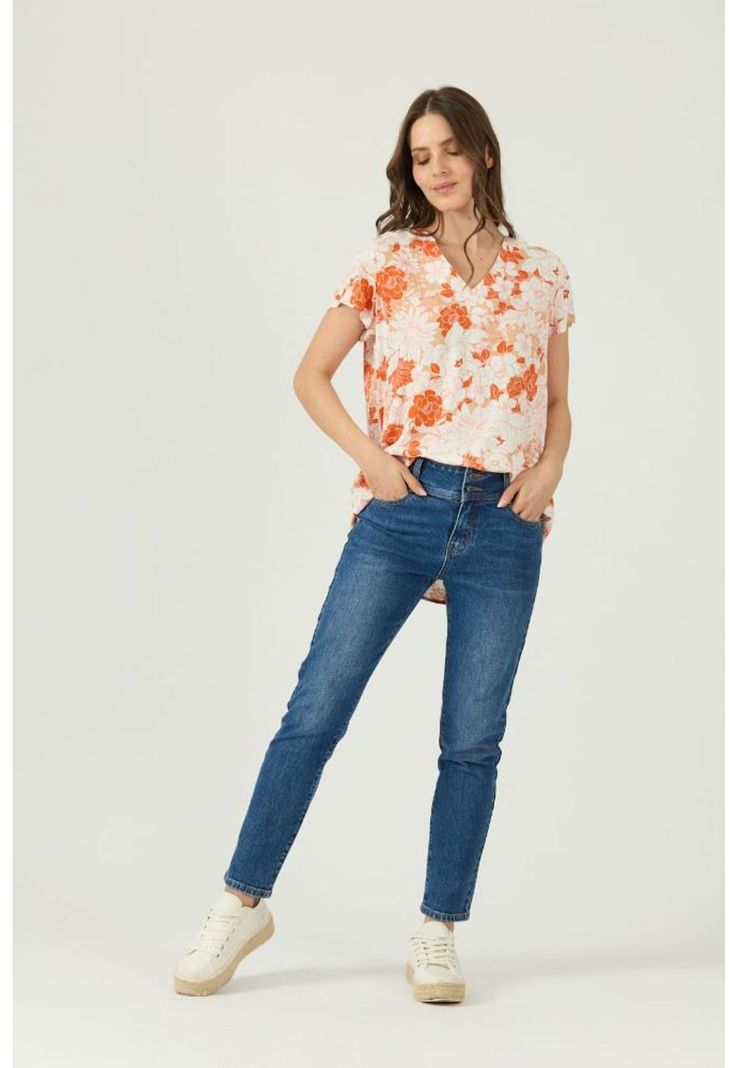 Blusa naranja estampada PRIVILEGE 1610-0