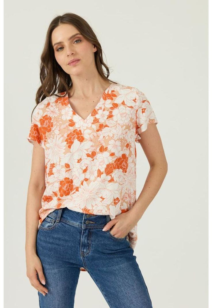 Blusa naranja estampada PRIVILEGE 1610-1