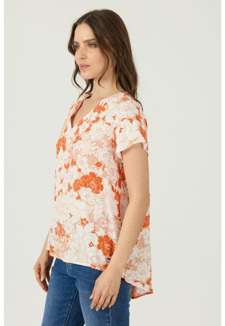 Blusa naranja estampada PRIVILEGE 1610-2