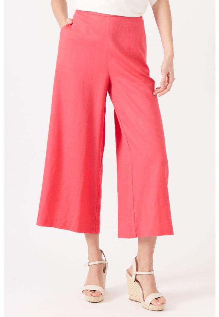 Pantalon con lino palazzo coral PRIVILEGE 1485-1