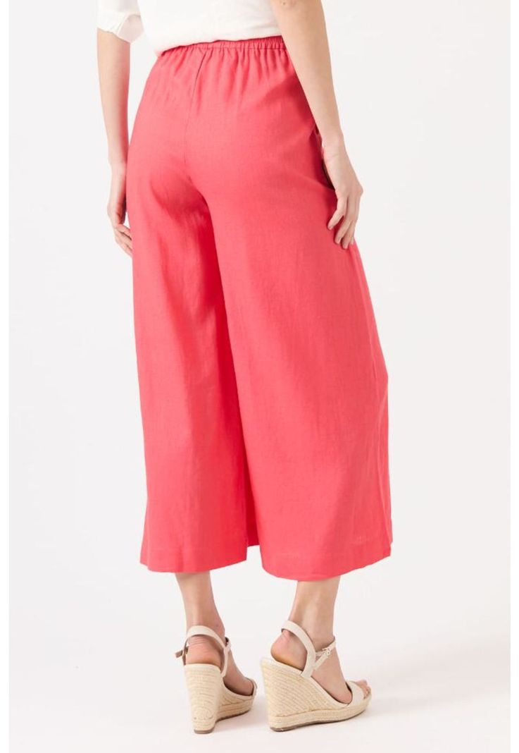 Pantalon con lino palazzo coral PRIVILEGE 1485-3