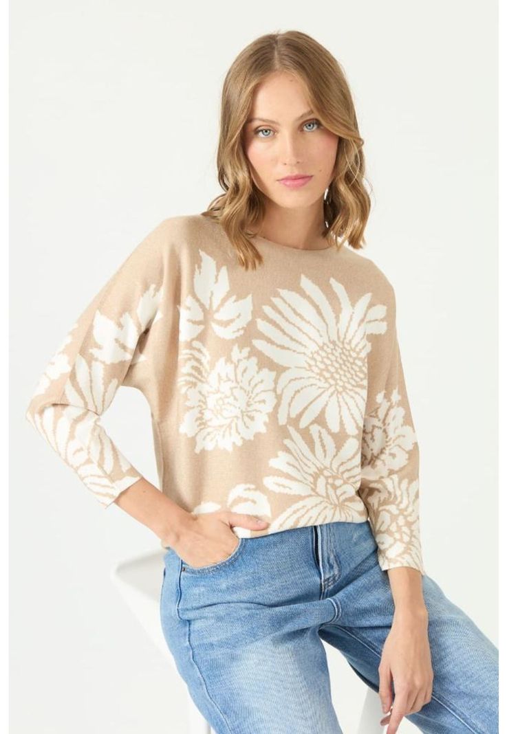 Sweater camel flores PRIVILEGE 2186-0
