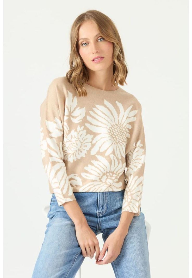 Sweater camel flores PRIVILEGE 2186-1