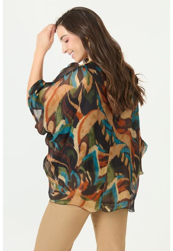Blusa con seda cafe estampada PRIVILEGE 2373-4