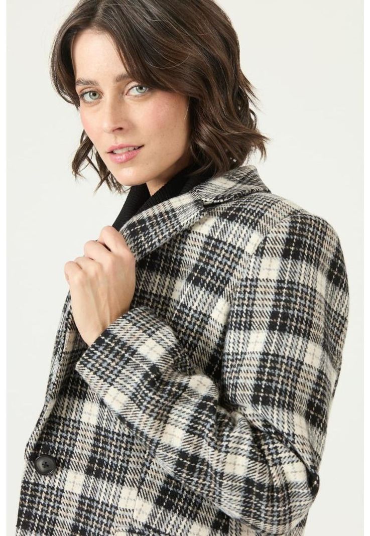 Chaqueta con wool blend negra cuadros PRIVILEGE 2704-1