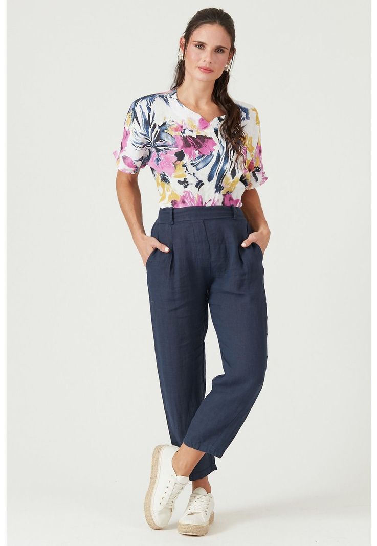 Blusa de lino fucsia estampada-3