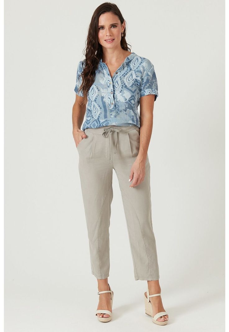 Blusa de lino denim estampada-3