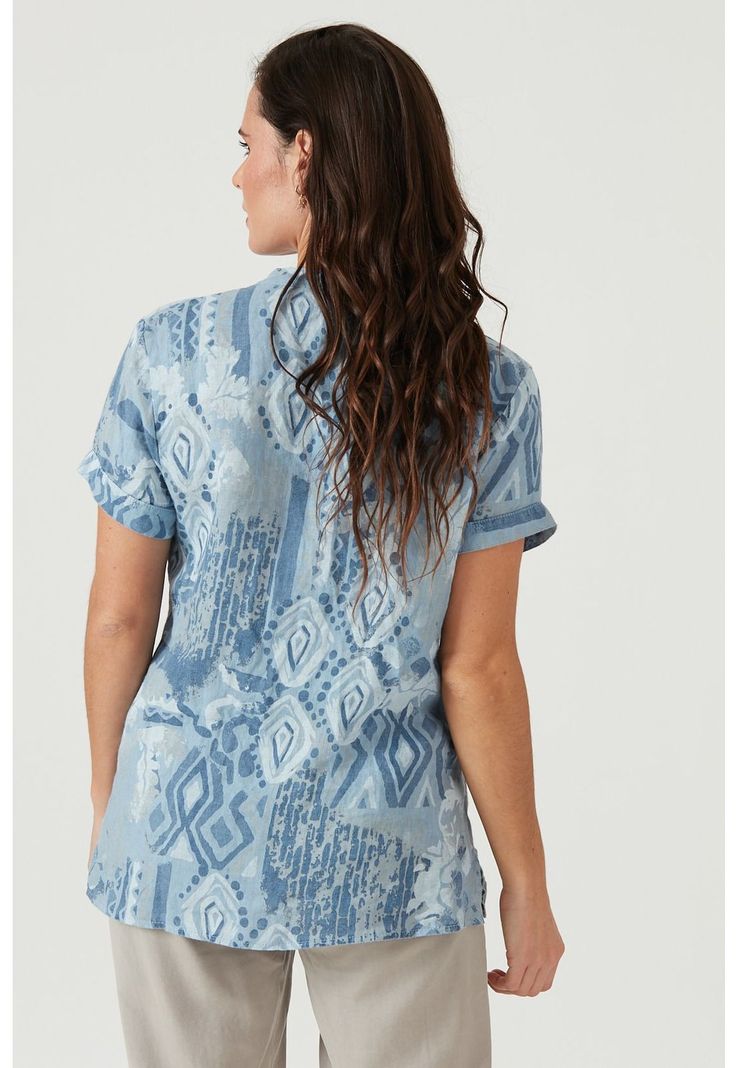 Blusa de lino denim estampada-4