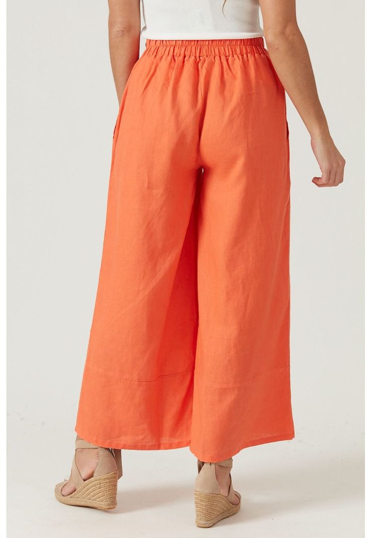 Pantalon de lino straight naranjo-2