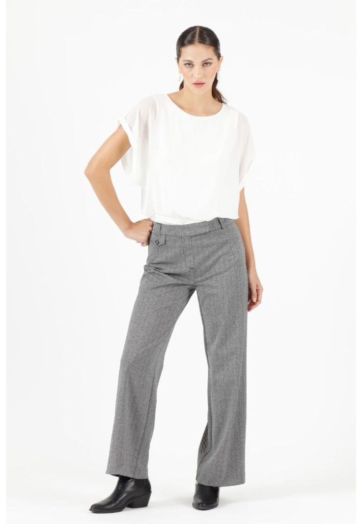 Pantalon wide leg gris estampado PRIVILEGE 752-0