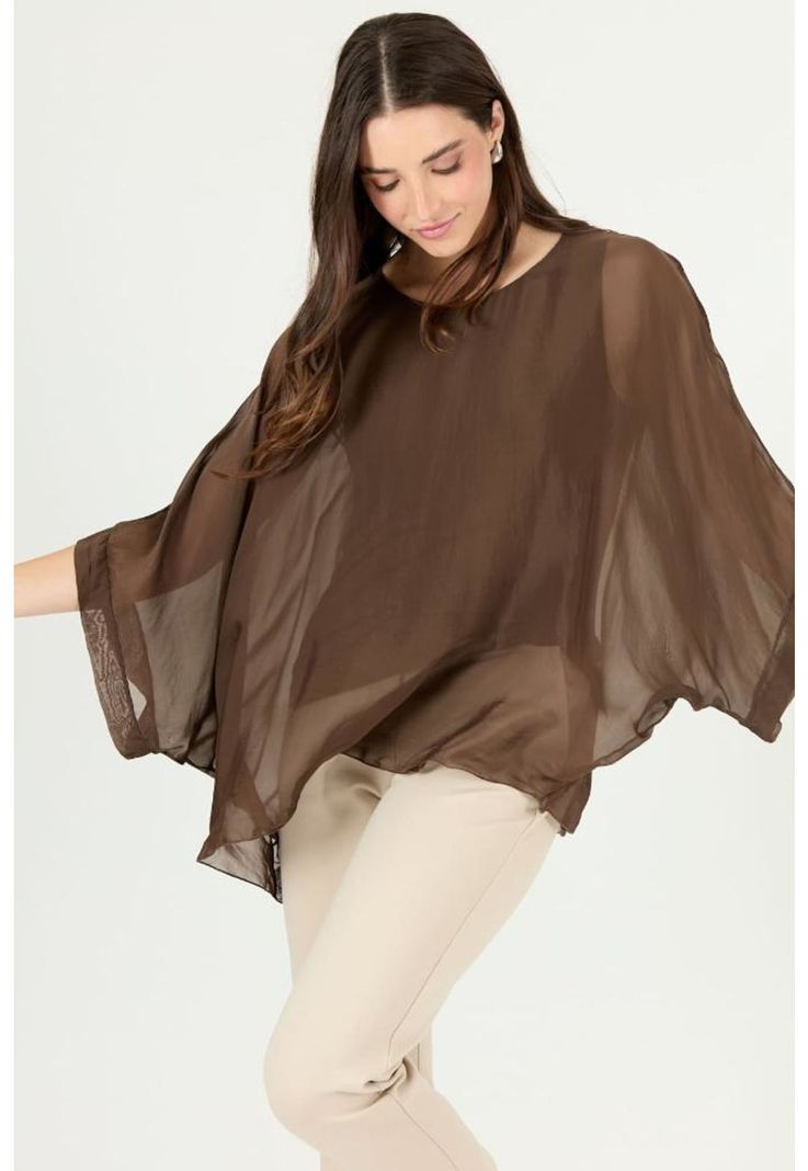 Blusa con seda cafe moro PRIVILEGE 2377-0