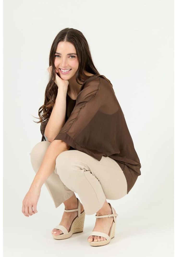 Blusa con seda cafe moro PRIVILEGE 2377-1