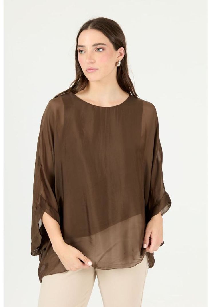 Blusa con seda cafe moro PRIVILEGE 2377-2