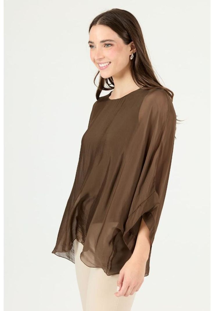 Blusa con seda cafe moro PRIVILEGE 2377-3