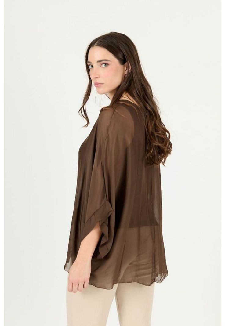 Blusa con seda cafe moro PRIVILEGE 2377-4