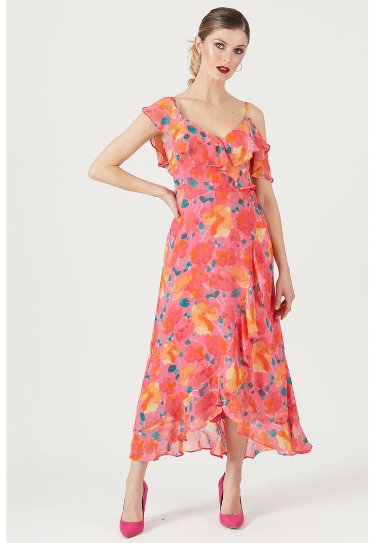 Vestido rosa estampado-0