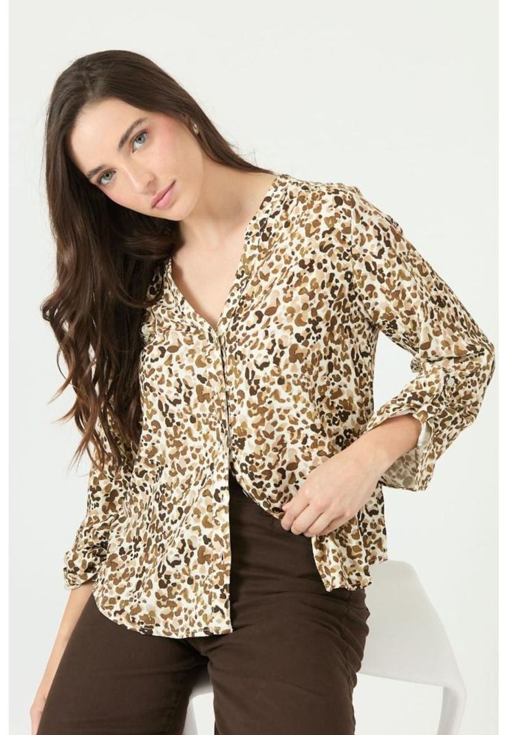 Blusa cafe estampada PRIVILEGE 2358-0