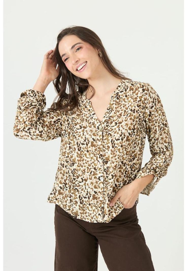 Blusa cafe estampada PRIVILEGE 2358-1